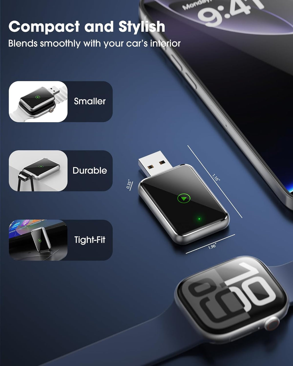 Wireless CarPlay Adapter for iPhone – Effortlessly Convert Wired CarPlay to Wireless, Wireless CarPlay Dongle Adapter with USB-C Cable for Car Audio Installation, Auto Reconnect, Plug-and-Play