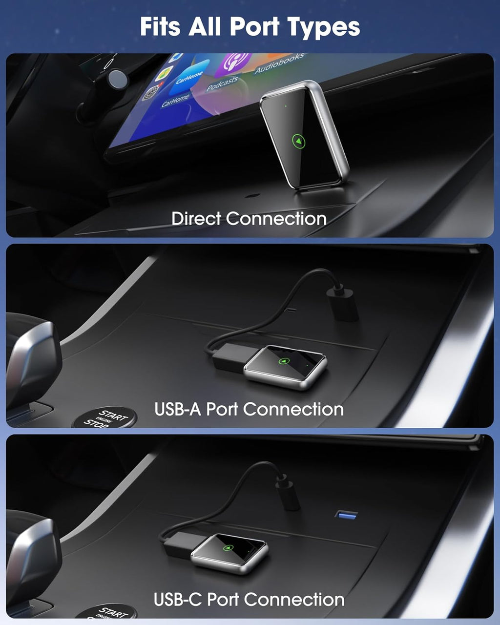 Wireless CarPlay Adapter for iPhone – Effortlessly Convert Wired CarPlay to Wireless, Wireless CarPlay Dongle Adapter with USB-C Cable for Car Audio Installation, Auto Reconnect, Plug-and-Play