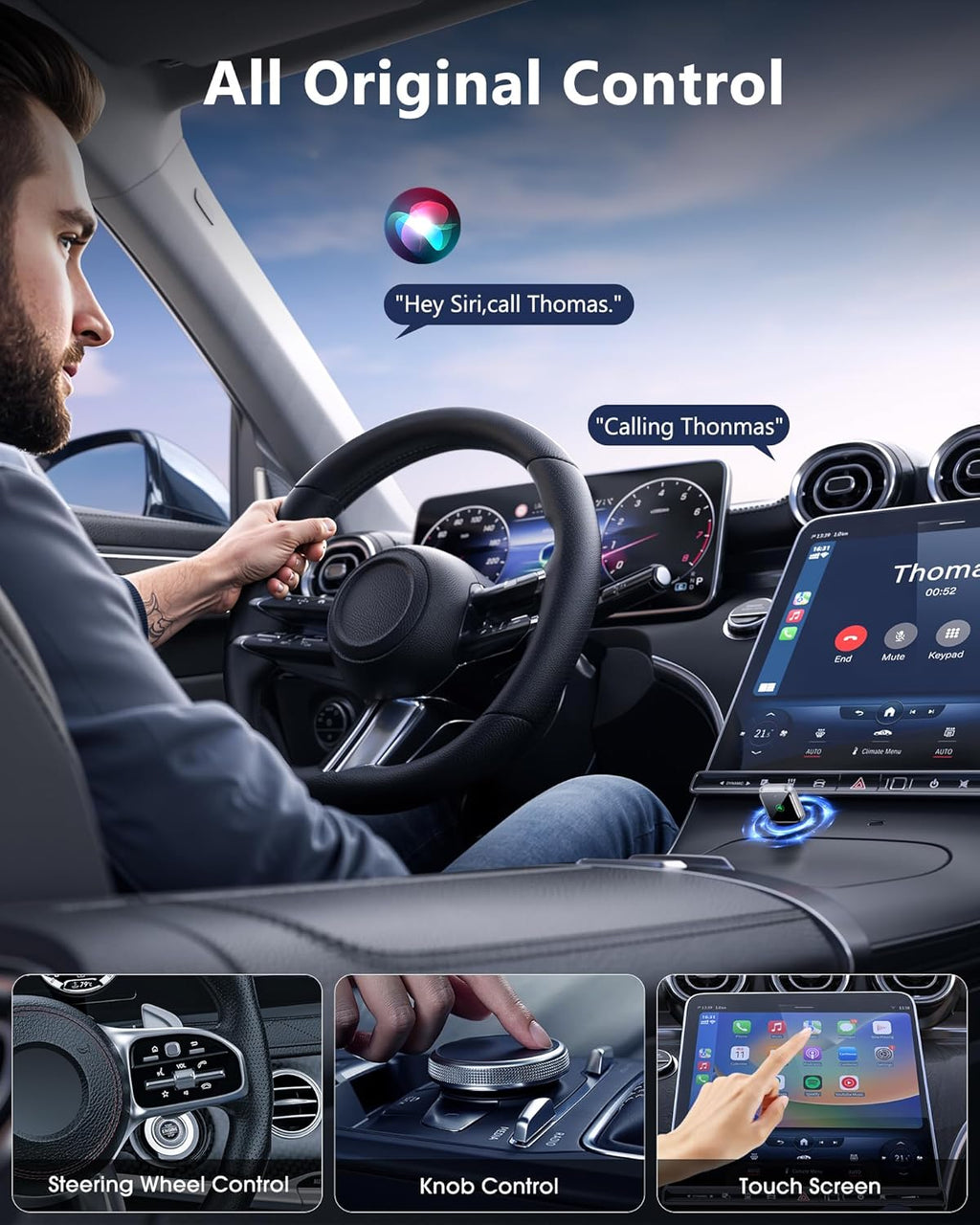 CarPlay Wireless for iPhone - Car Play Wireless Dongle for Factory Wired CarPlay to Wireless 5GHz WiFi Car Connection for Cars After 2016 (Only for iPhone)